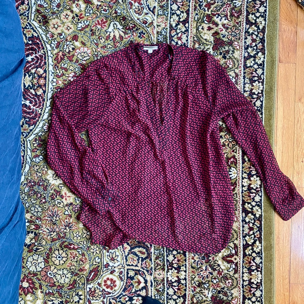Pleione Red Patterned Blouse
